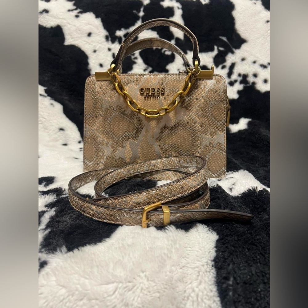 Python-Embossed Faux Leather Make The Kristle Min… - image 1